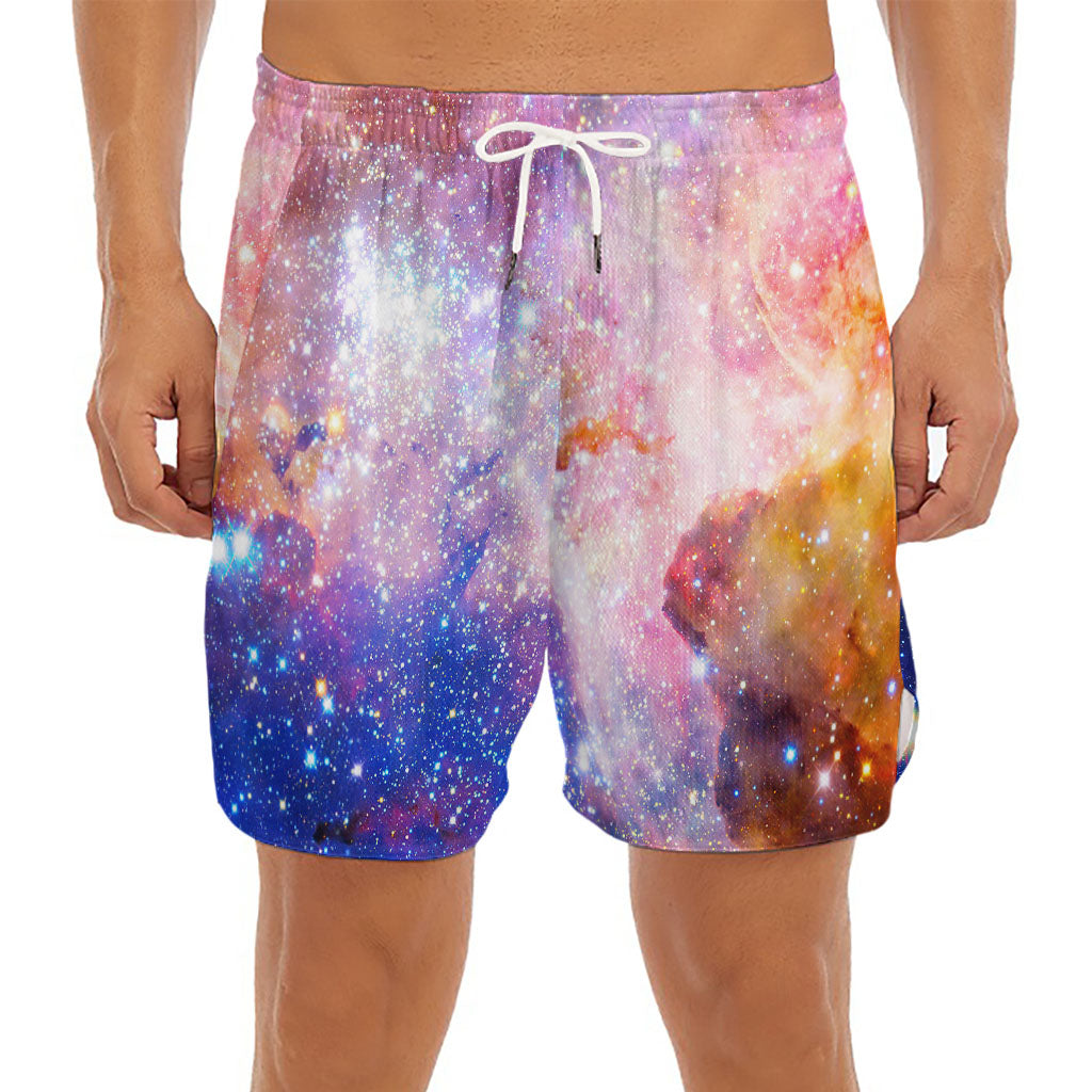 Light Stardust Galaxy Deep Space Print Men's Split Running Shorts