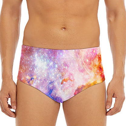 Light Stardust Galaxy Deep Space Print Men's Triangle Swim Briefs