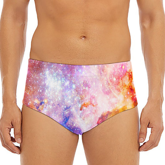 Light Stardust Galaxy Deep Space Print Men's Triangle Swim Briefs