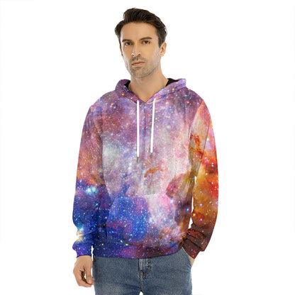 Light Stardust Galaxy Deep Space Print Men's Velvet Pullover Hoodie