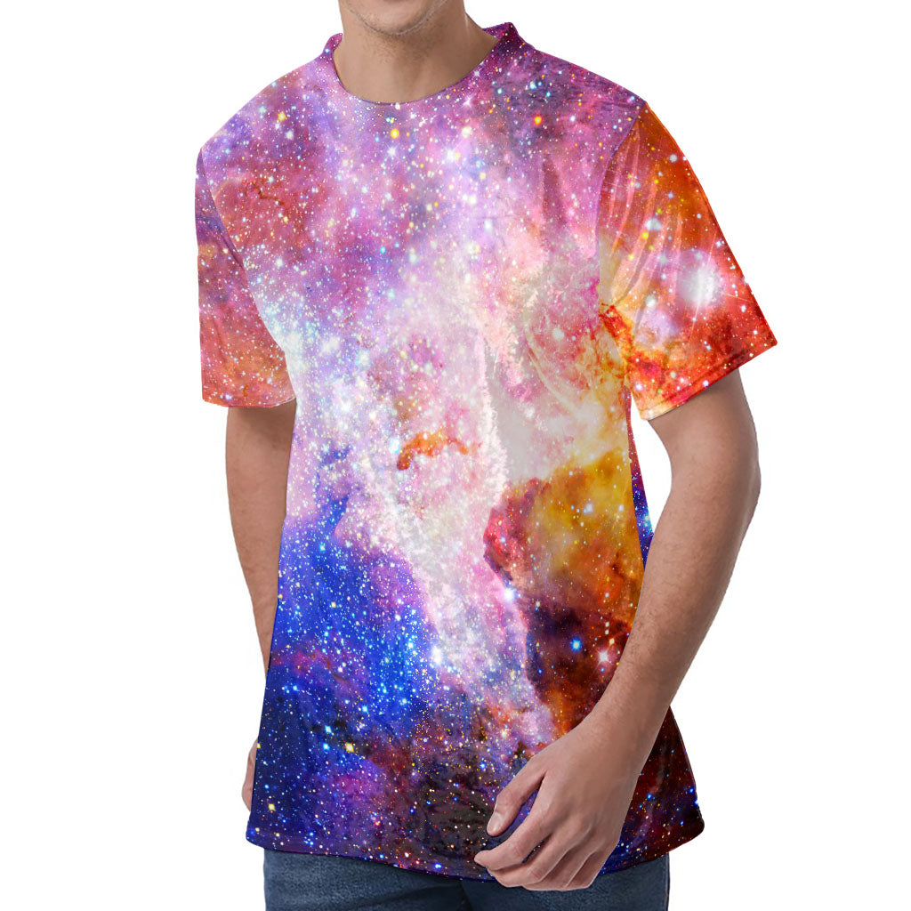 Light Stardust Galaxy Deep Space Print Men's Velvet T-Shirt