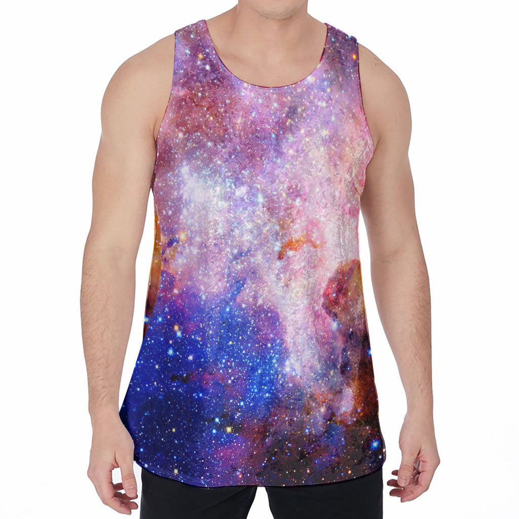 Light Stardust Galaxy Deep Space Print Men's Velvet Tank Top