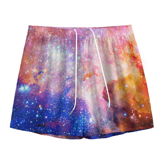 Light Stardust Galaxy Deep Space Print Mesh Shorts