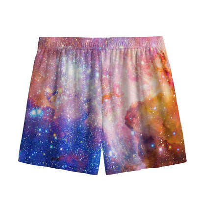 Light Stardust Galaxy Deep Space Print Mesh Shorts