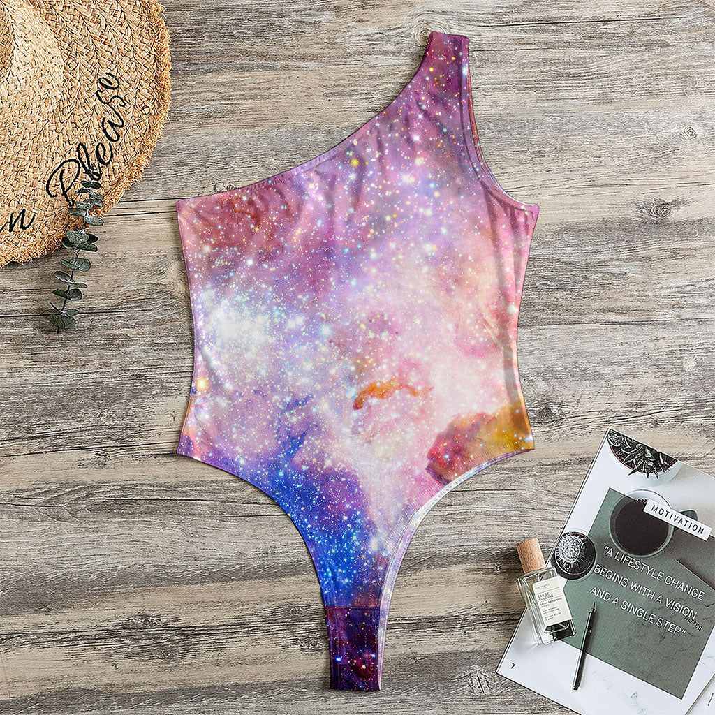 Light Stardust Galaxy Deep Space Print One Shoulder Bodysuit