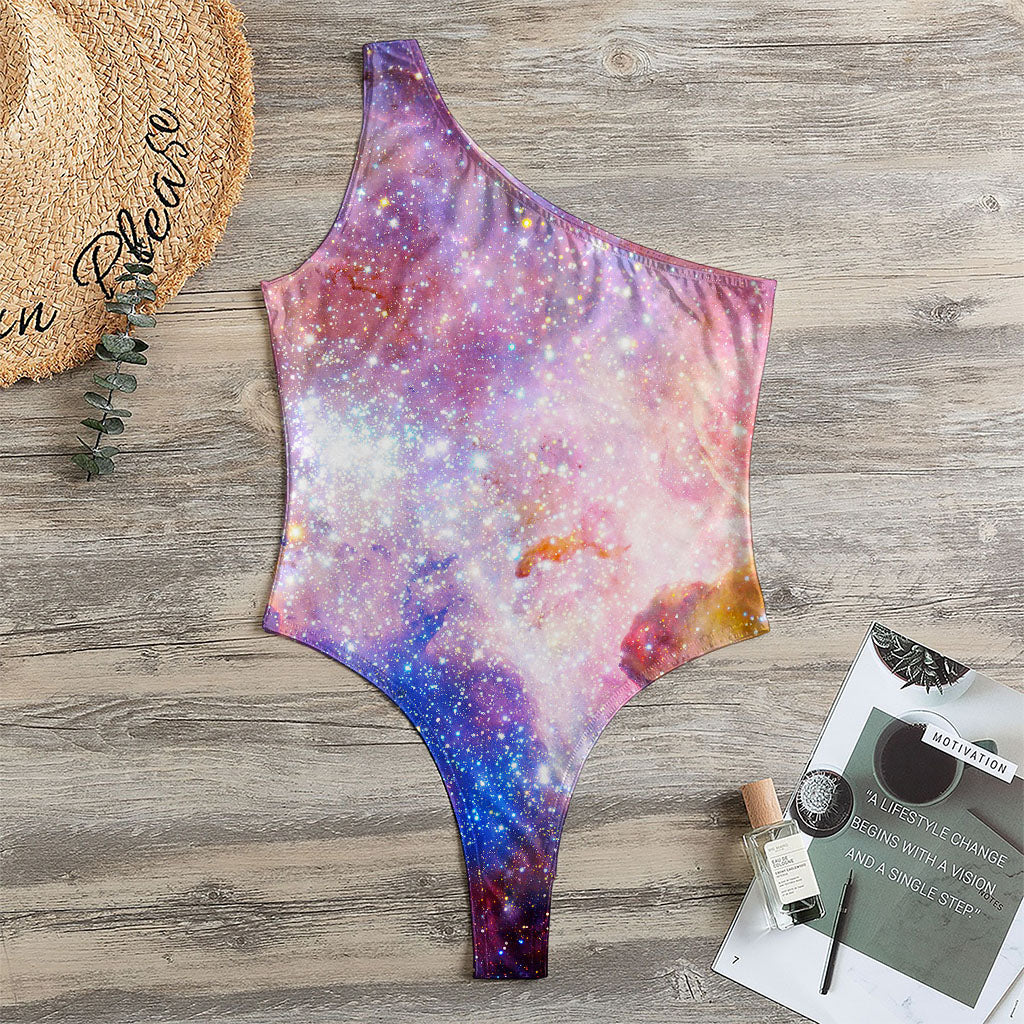 Light Stardust Galaxy Deep Space Print One Shoulder Bodysuit