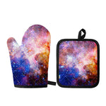 Light Stardust Galaxy Deep Space Print Oven Mitt And Pot Holder Set