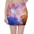 Light Stardust Galaxy Deep Space Print Pencil Mini Skirt