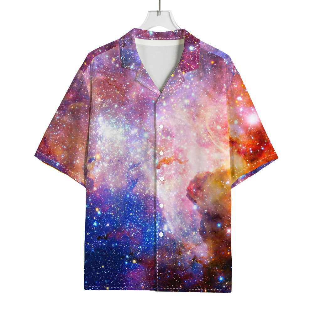 Light Stardust Galaxy Deep Space Print Rayon Hawaiian Shirt