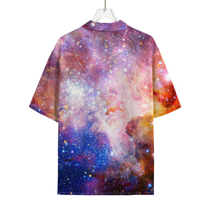 Light Stardust Galaxy Deep Space Print Rayon Hawaiian Shirt