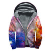 Light Stardust Galaxy Deep Space Print Sherpa Lined Zip Up Hoodie