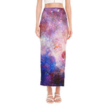 Light Stardust Galaxy Deep Space Print Side Slit Maxi Skirt