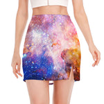 Light Stardust Galaxy Deep Space Print Side Slit Mini Skirt