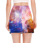 Light Stardust Galaxy Deep Space Print Side Slit Mini Skirt