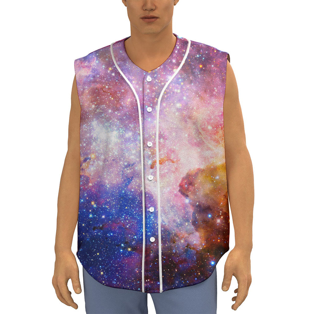 Light Stardust Galaxy Deep Space Print Sleeveless Baseball Jersey