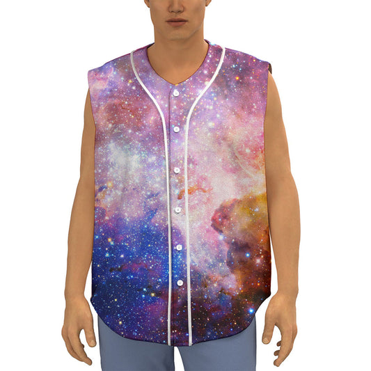 Light Stardust Galaxy Deep Space Print Sleeveless Baseball Jersey