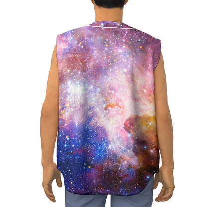 Light Stardust Galaxy Deep Space Print Sleeveless Baseball Jersey