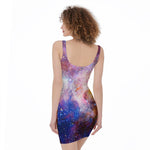 Light Stardust Galaxy Deep Space Print Sleeveless Bodycon Dress