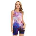 Light Stardust Galaxy Deep Space Print Sleeveless One Piece Swimsuit