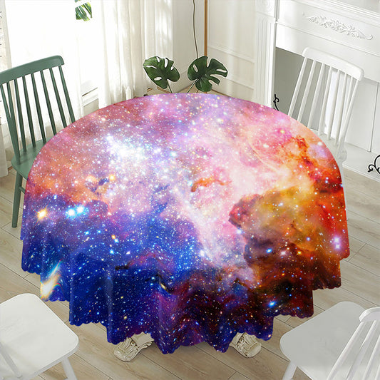 Light Stardust Galaxy Deep Space Print Waterproof Round Tablecloth