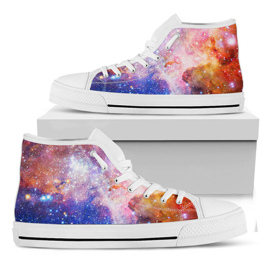 Light Stardust Galaxy Deep Space Print White High Top Sneakers