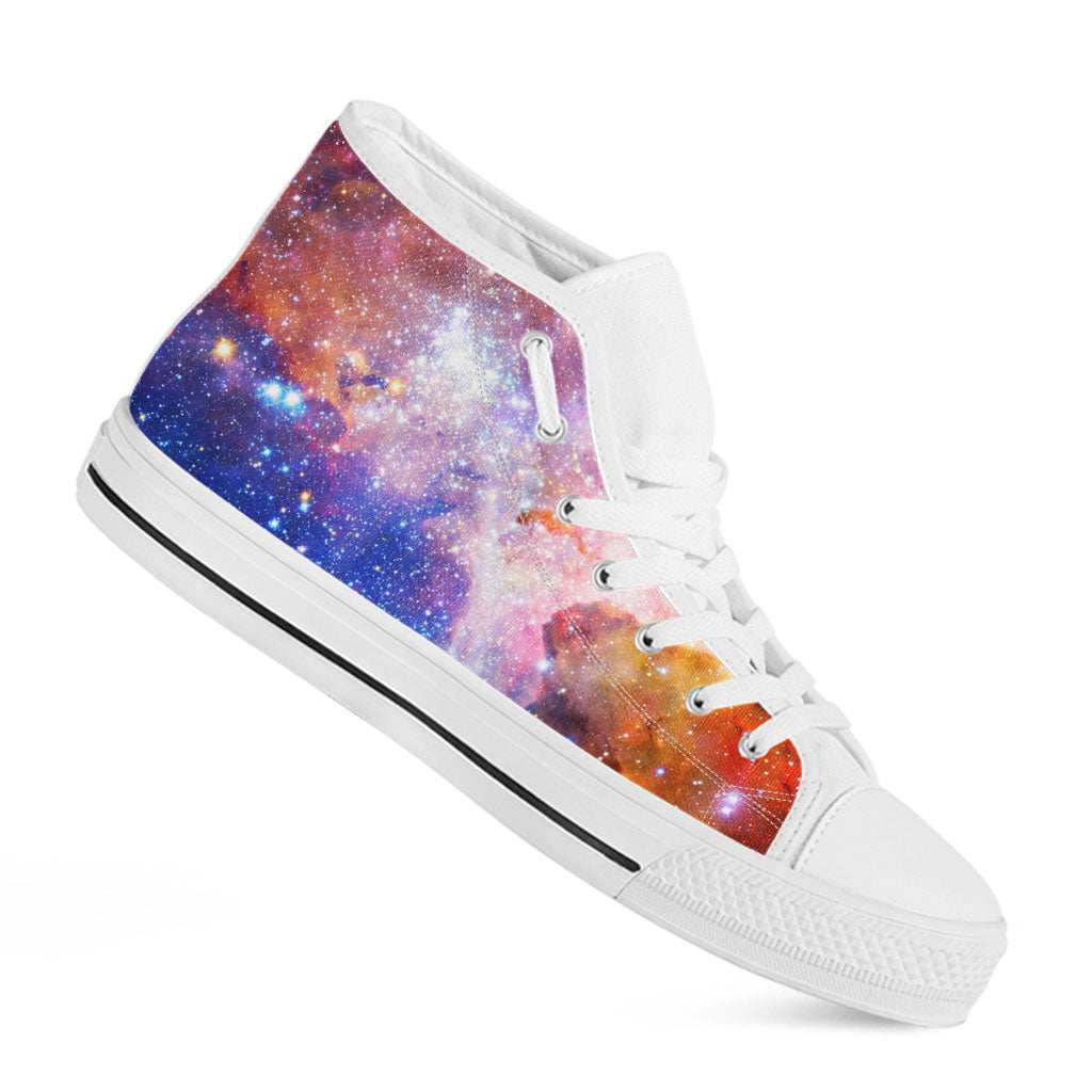 Light Stardust Galaxy Deep Space Print White High Top Sneakers