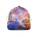 Light Stardust Galaxy Deep Space Print White Mesh Trucker Hat