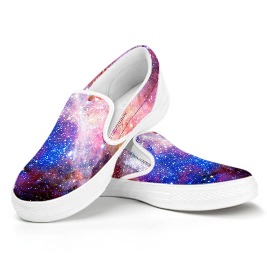 Light Stardust Galaxy Deep Space Print White Slip On Sneakers