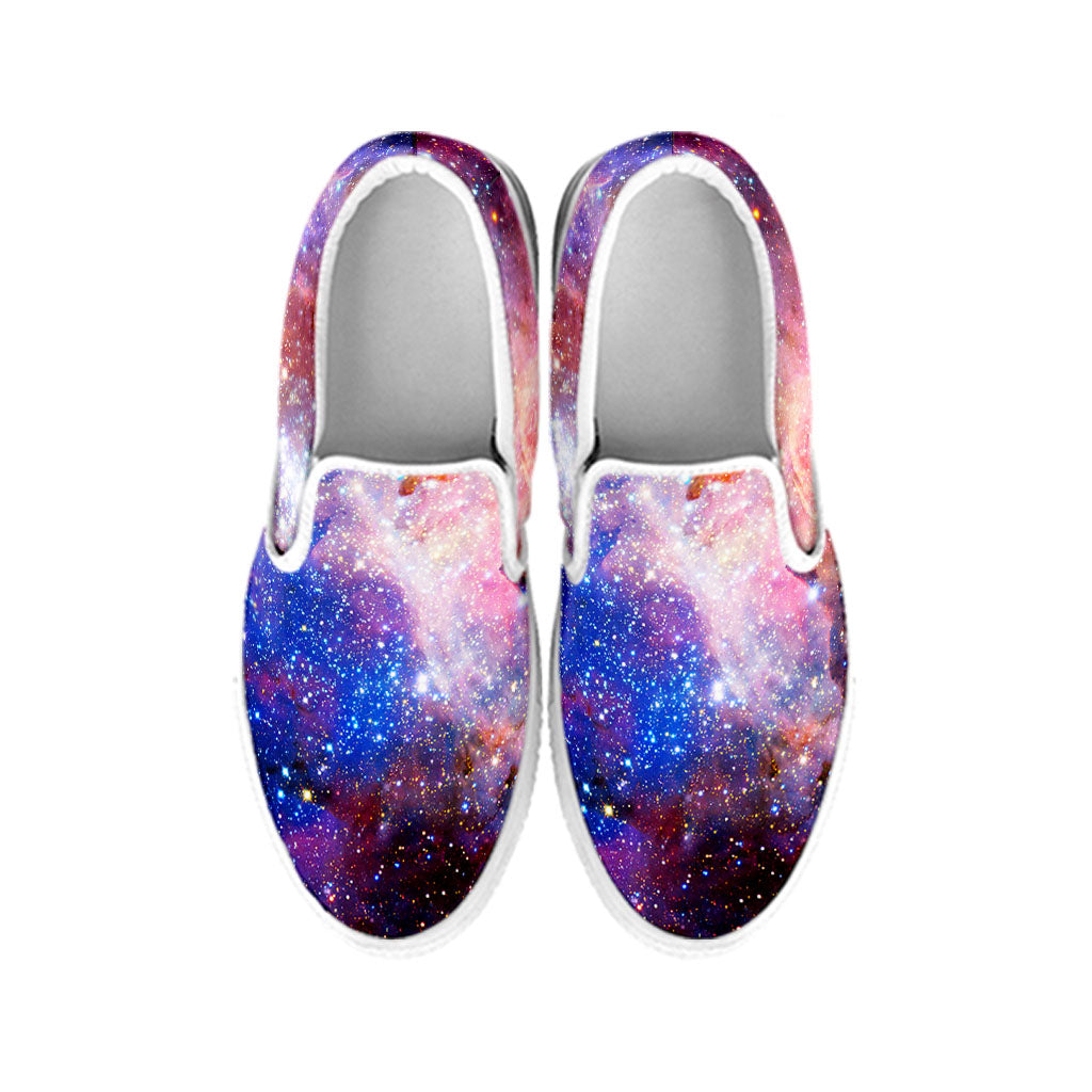 Light Stardust Galaxy Deep Space Print White Slip On Sneakers