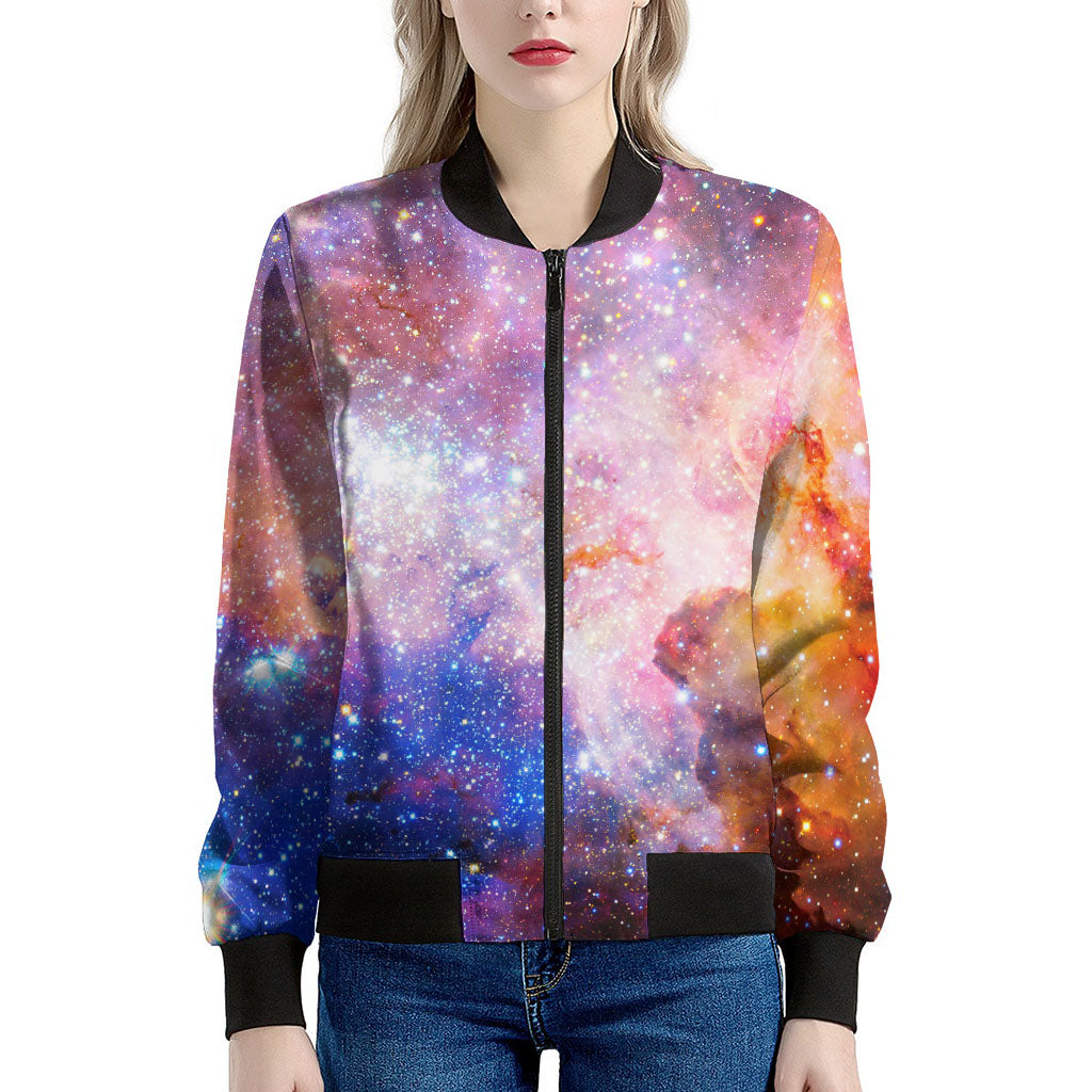 Light Stardust Galaxy Deep Space Print Women's Bomber Jacket