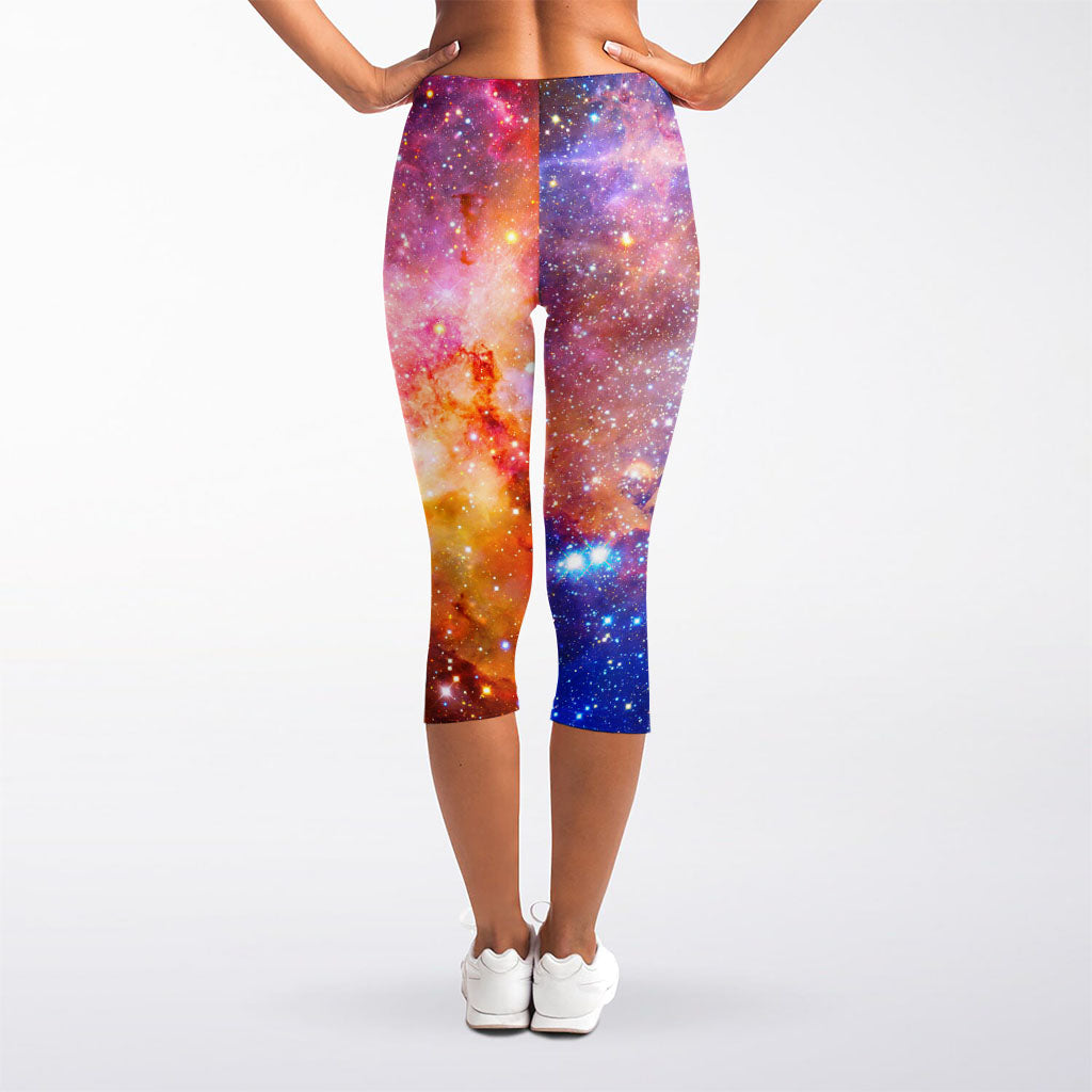 Light Stardust Galaxy Deep Space Print Women's Capri Leggings