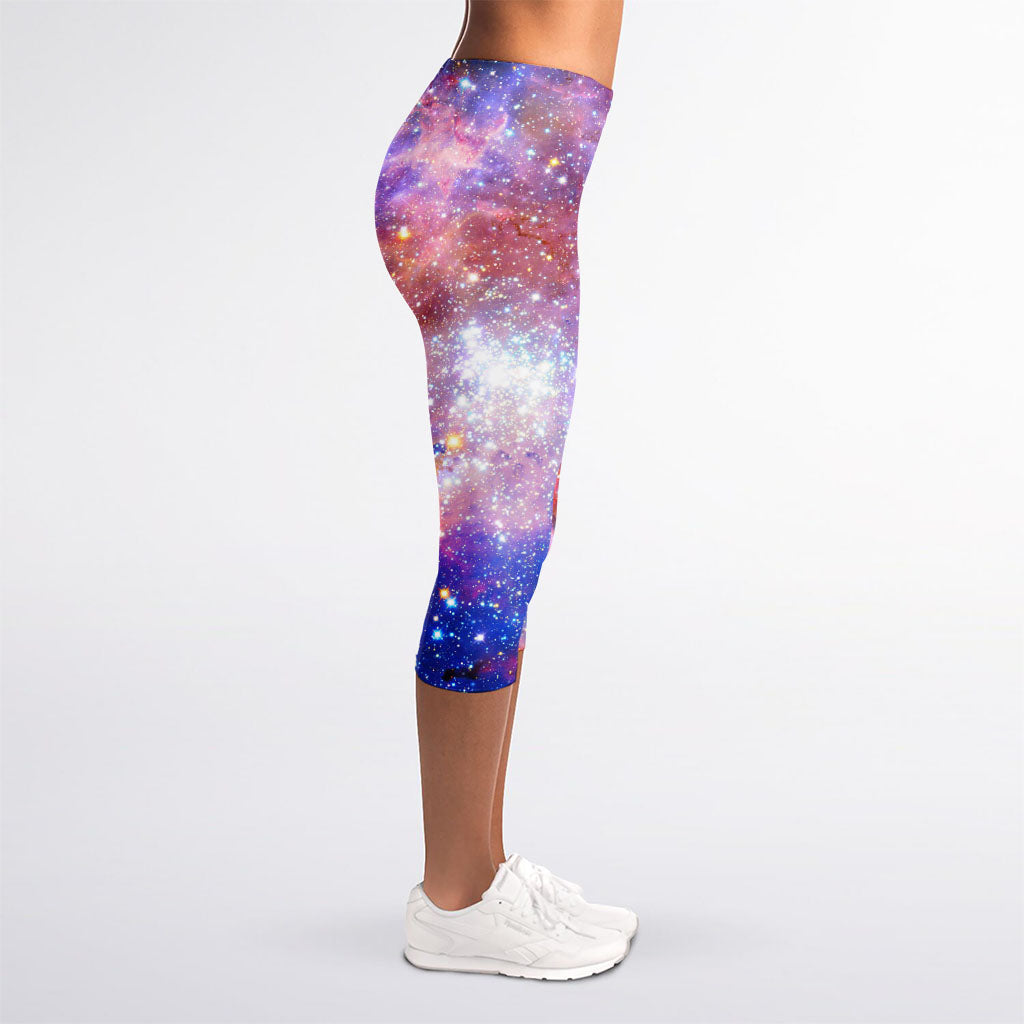 Light Stardust Galaxy Deep Space Print Women's Capri Leggings