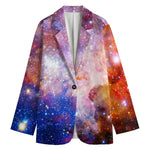 Light Stardust Galaxy Deep Space Print Women's Cotton Blazer