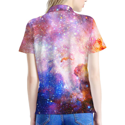Light Stardust Galaxy Deep Space Print Women's Polo Shirt