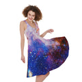 Light Stardust Galaxy Deep Space Print Sleeveless Knee Length Dress