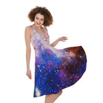 Light Stardust Galaxy Deep Space Print Women's Sleeveless Dress