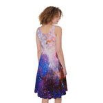 Light Stardust Galaxy Deep Space Print Women's Sleeveless Dress