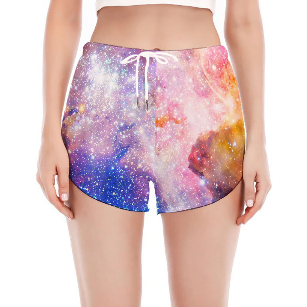 Light Stardust Galaxy Deep Space Print Women's Split Running Shorts