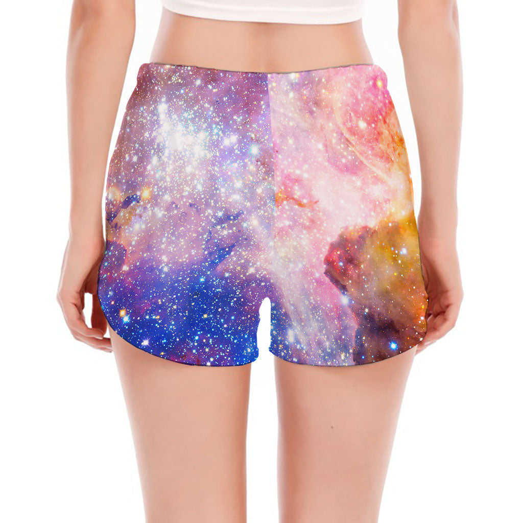 Light Stardust Galaxy Deep Space Print Women's Split Running Shorts