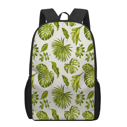 Light Tropical Leaf Pattern Print 17 Inch Backpack
