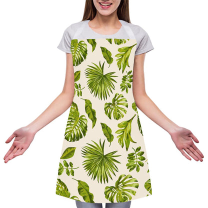 Light Tropical Leaf Pattern Print Adjustable Apron