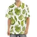 Light Tropical Leaf Pattern Print Aloha Shirt
