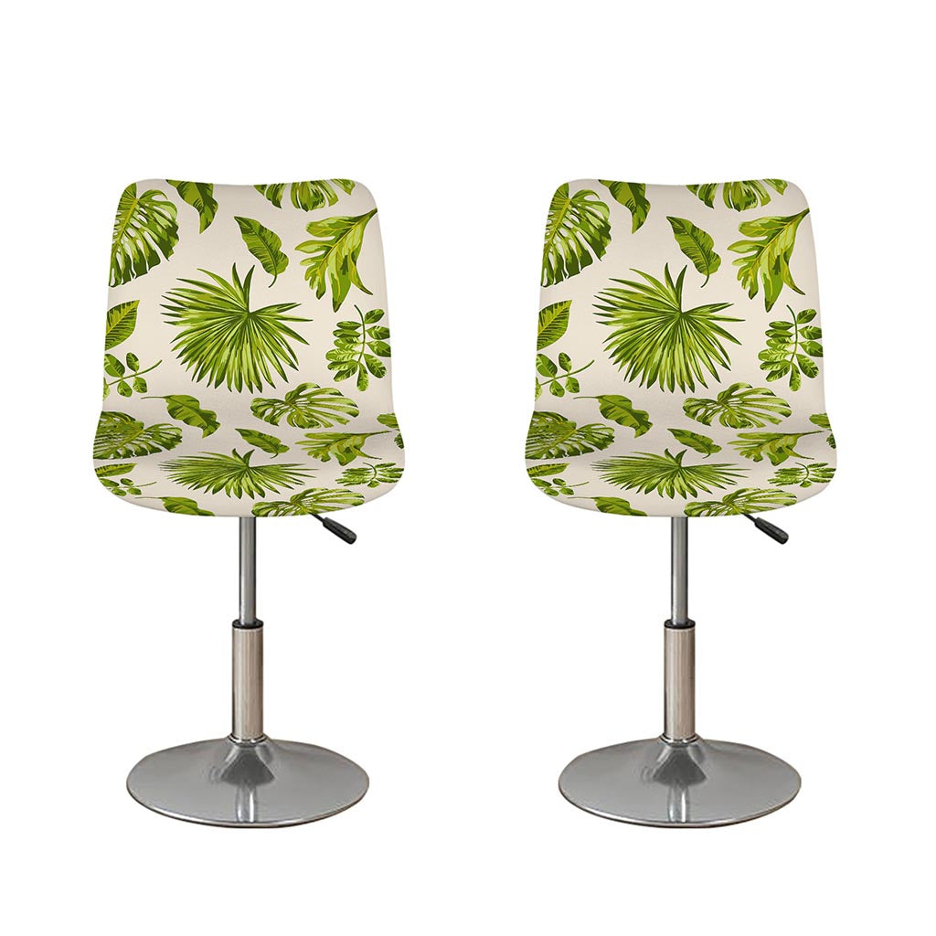Light Tropical Leaf Pattern Print Bar Stool Covers