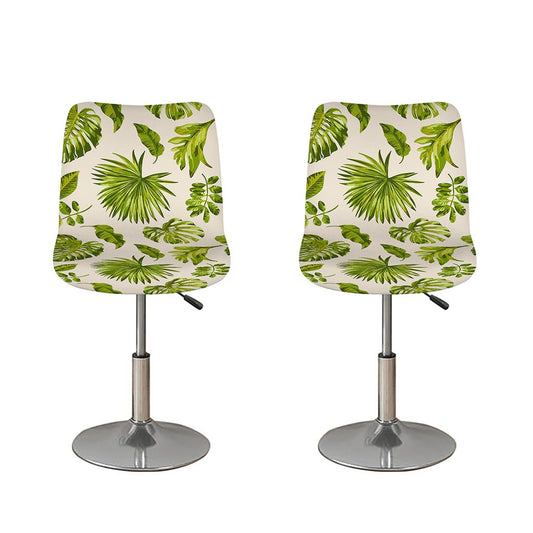 Light Tropical Leaf Pattern Print Bar Stool Covers