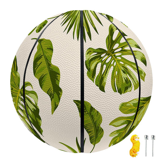 Light Tropical Leaf Pattern Print Basketball