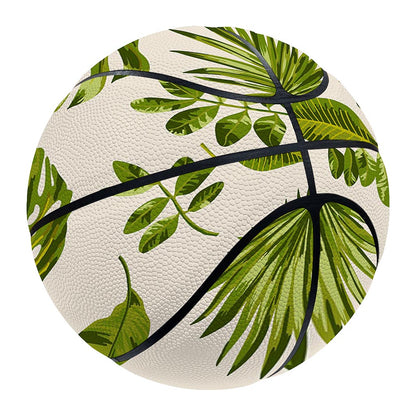Light Tropical Leaf Pattern Print Basketball
