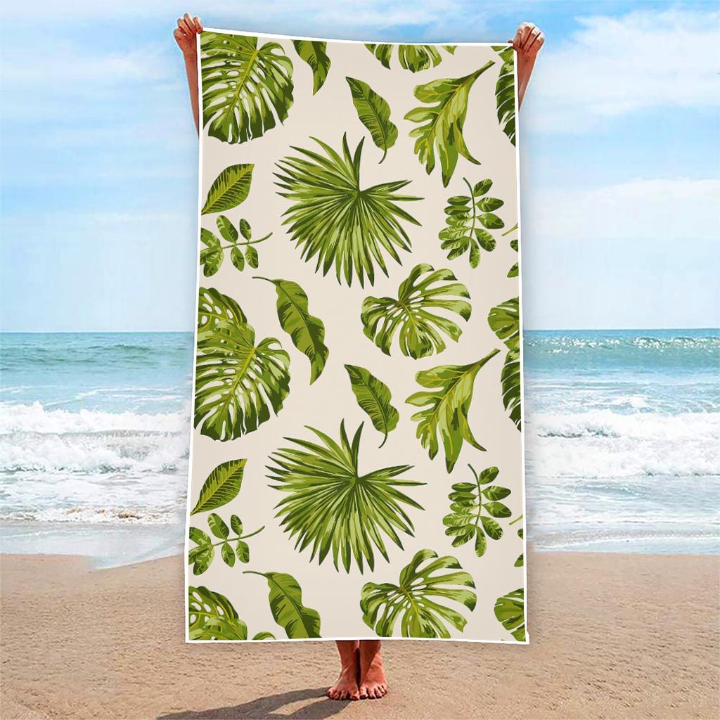 Light Tropical Leaf Pattern Print Beach Towel