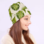 Light Tropical Leaf Pattern Print Beanie