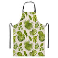 Light Tropical Leaf Pattern Print Bib Apron With Pocket