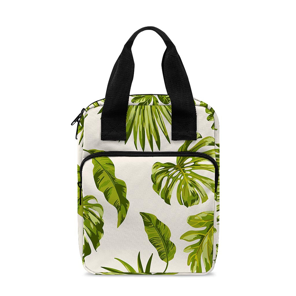 Light Tropical Leaf Pattern Print Bible Tote Bag